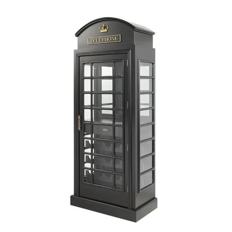 Ram Game Room OLD ENGLISH TELEPHONE BOOTH BAR CABINET OEBRCB - BLACK
