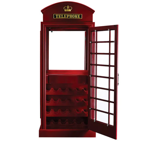 Ram Game Room OLD ENGLISH TELEPHONE BOOTH BAR CABINET OEBRCB - RED