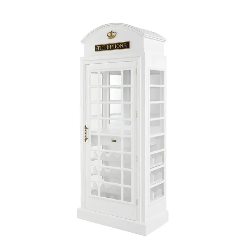Ram Game Room OLD ENGLISH TELEPHONE BOOTH BAR CABINET OEBRCB - WHITE