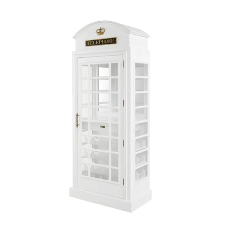 Ram Game Room OLD ENGLISH TELEPHONE BOOTH BAR CABINET OEBRCB - WHITE