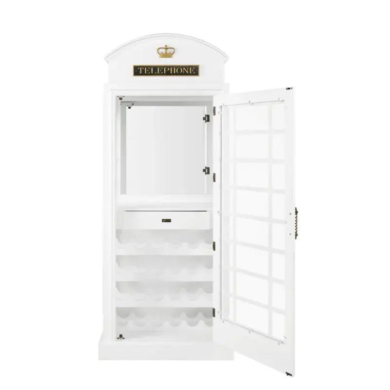 Ram Game Room OLD ENGLISH TELEPHONE BOOTH BAR CABINET OEBRCB - WHITE