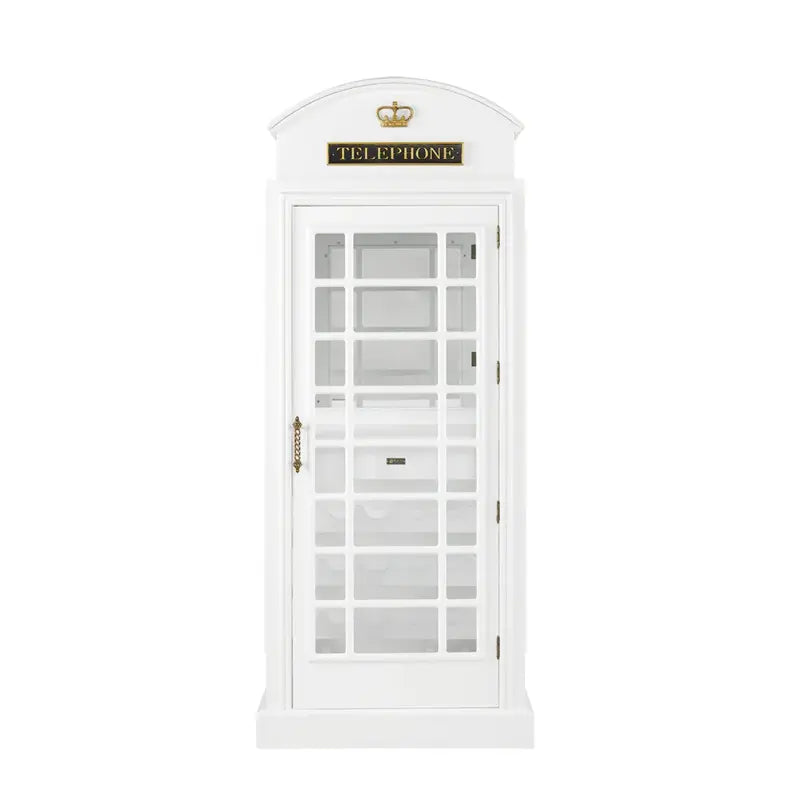 Ram Game Room OLD ENGLISH TELEPHONE BOOTH BAR CABINET OEBRCB - WHITE