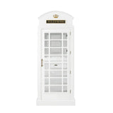 Ram Game Room OLD ENGLISH TELEPHONE BOOTH BAR CABINET OEBRCB - WHITE