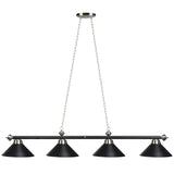 RAM Game Room 78" 4 LT BILLIARD LIGHT-MATTE BLK/ ST PR78 MB/ST