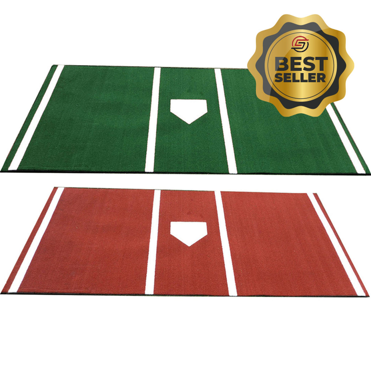 Cimarron Sports 6x12 Deluxe Home Plate Mat with Throw Down Plate - Green 6x12GHPMTD